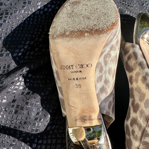 JIMMY CHOO  Nova Leopard-Print Shimmer Suede Slingback Pumps Size 38 (8) - Picture 3 of 7